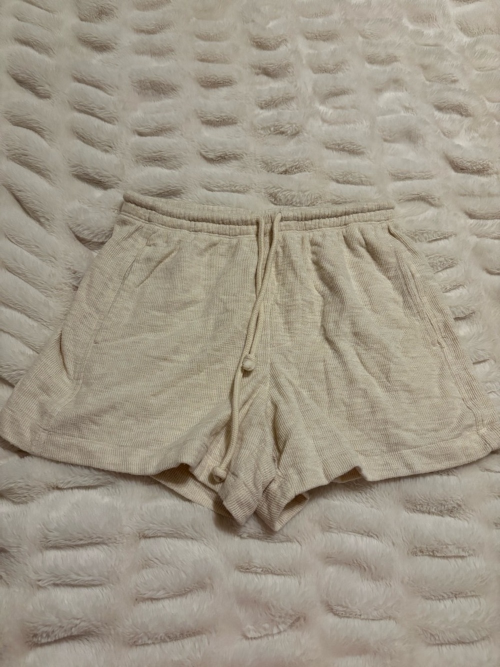 aerie Cream Ribbed Lounge Drawstring Shorts